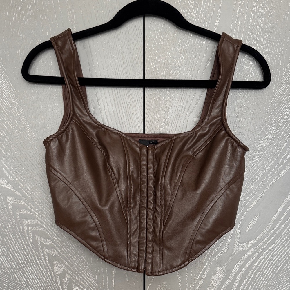 Windsor Brown Faux Leather Bodysuit